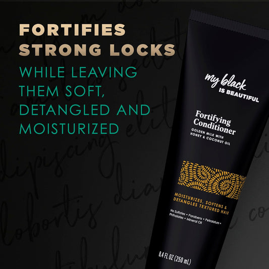 My Black Is Beautiful Golden Milk Fortifying Conditioner, 8.4 Fl Oz — Sulfate Free, Moisturizing Conditioner For Curly And Coily Hair With Coconut Oil, Honey, And Turmeric