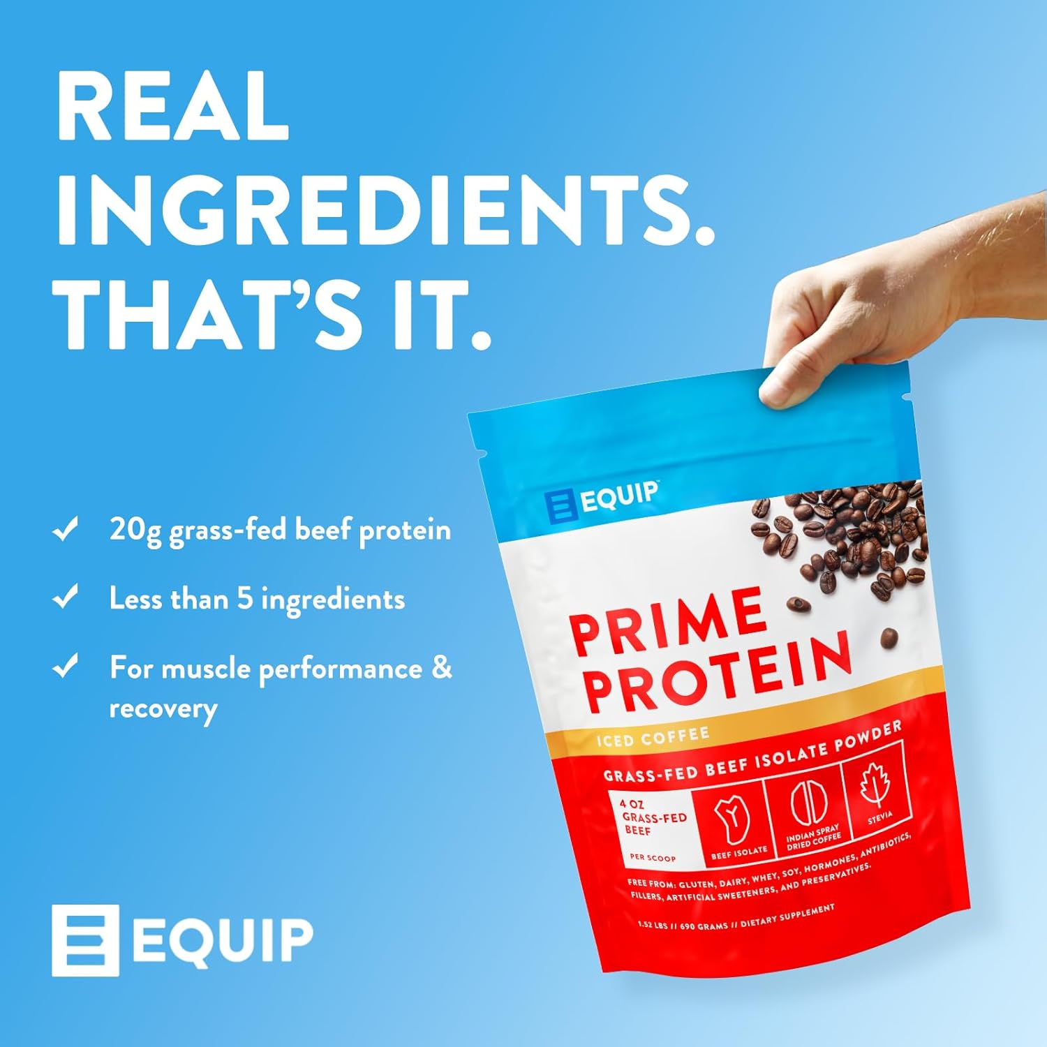 Equip Foods Prime Protein Powder | Clean, Grass Fed Beef Protein Isolate | Carnivore Protein Powder | Paleo, Keto Friendly | Gluten, Dairy Free | 30 Servings, Salted Caramel : Health & Household