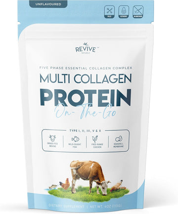 Multi Collagen Protein Powder (100g) - Types I, II, III, V & X - Hydrolyzed Grass Fed Bovine, Wild Caught Fish, & Free-Range Chicken & Eggshell Collagen (5 Day Supply)