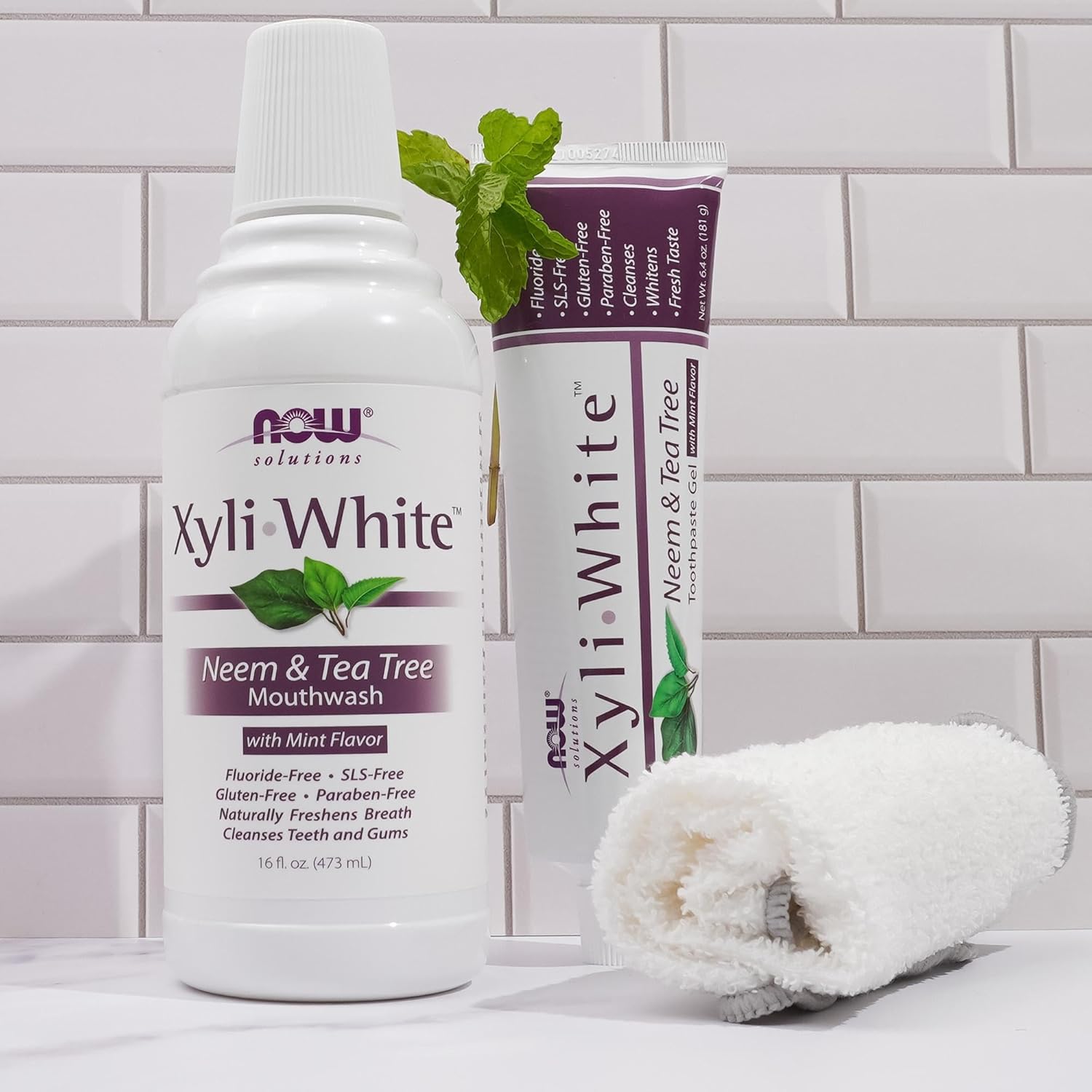 Now Solutions, Xyliwhite™ Mouthwash, Neem And Tea Tree Flavor, Naturally Freshens Breath, Cleanses Teeth And Gums, 16-Ounce