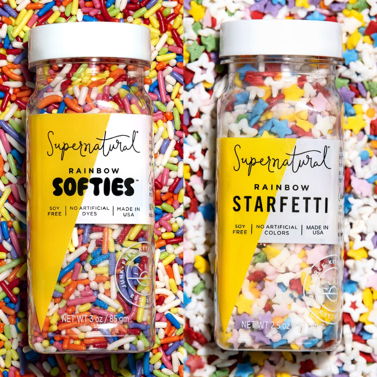 Softies & Starfetti Natural Sprinkle Set By Supernatural, No Artificial Dyes, Soy Free, Gluten Free, Vegan, 3Oz (Pack Of 2)