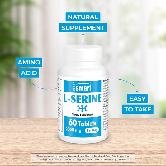 Supersmart - L-Serine Supplement 2000Mg Per Day (Easy-To-Take) - Amino Acids Supplement | Non-Gmo & Gluten Free - 60 Tablets