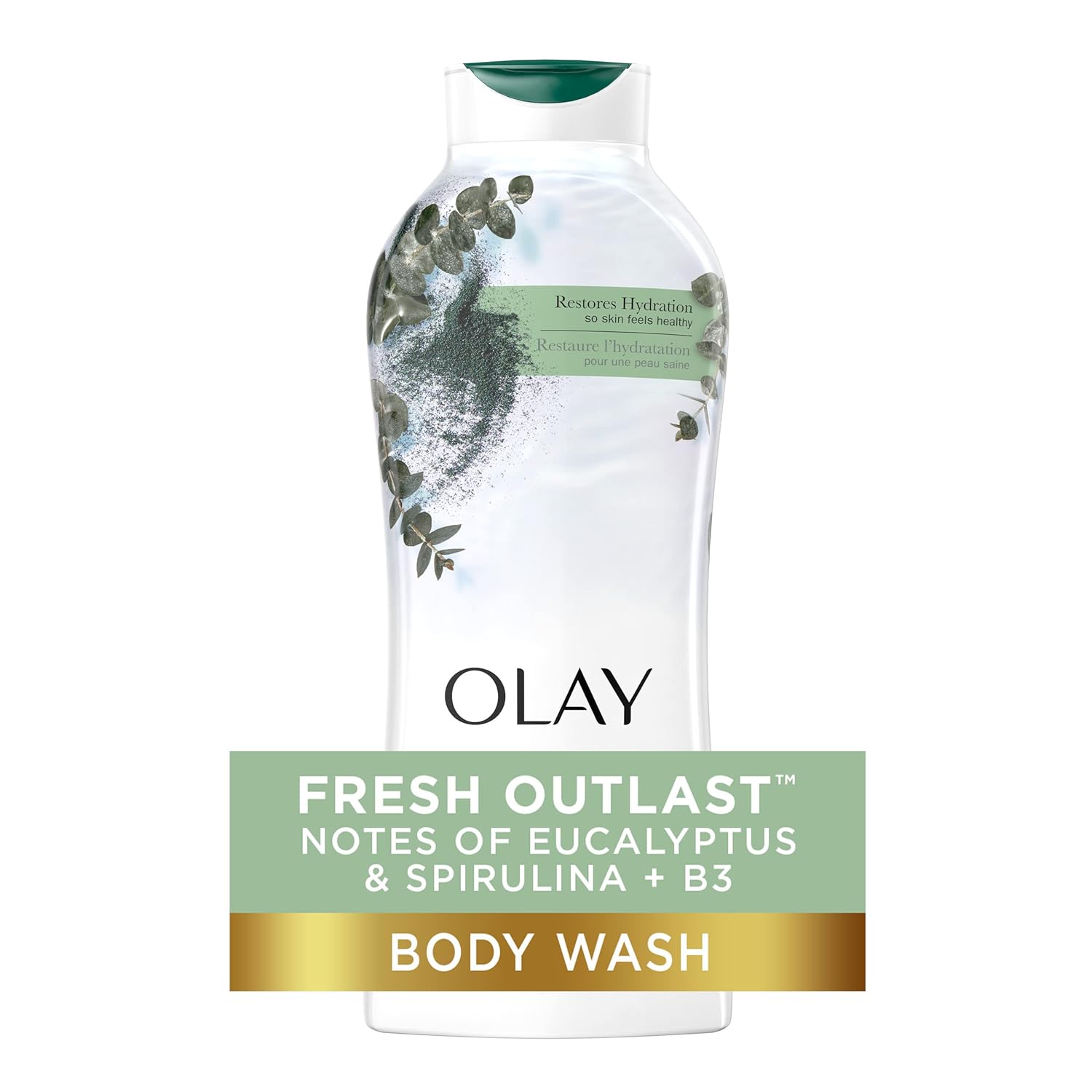 Olay Fresh Outlast Paraben Free Body Wash with Relaxing Notes of Eucalyptus and Spirulina, 22 fl oz, Pack of 4 : Beauty & Personal Care