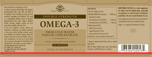 Solgar Double Strength Omega-3 700 Mg, 120 Softgels - Fish Oil Supplement - Support For Cardiovascular, Joint & Cellular Health - Contains Epa & Dha Omega 3 Fatty Acids - Gluten Free - 120 Servings