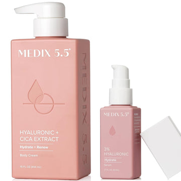 Medix 5.5 Hyaluronic Acid Body Cream Moisturizer Lotion + 3% Concentrated Hyaluronic Acid Body Serum & Body Booster | 2Pc Hydrating Skin Care Set