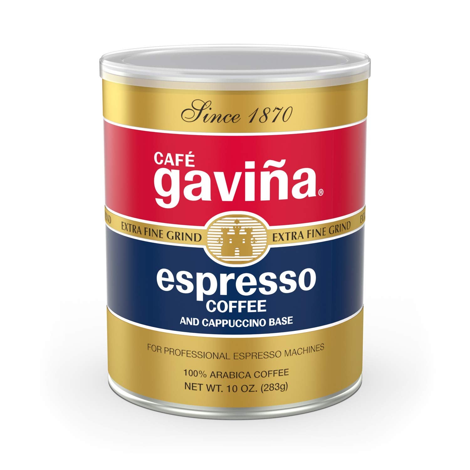 Café Gaviña Espresso Roast Extra Fine Ground Coffee, 100% Arabica Dark Roast, Chocolate Notes (10 Oz Can), Zero-Waste Facility, South & Central American Blend