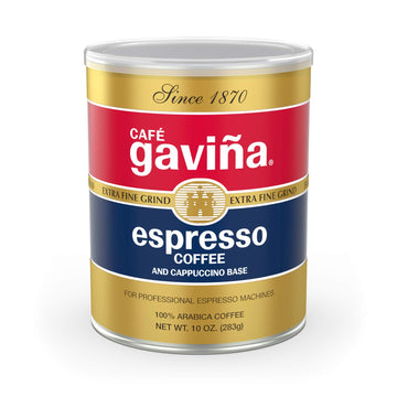 Café Gaviña Espresso Roast Extra Fine Ground Coffee, 100% Arabica Dark Roast, Chocolate Notes (10 Oz Can), Zero-Waste Facility, South & Central American Blend