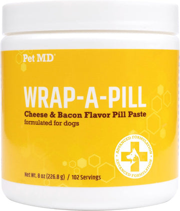 Pet Md Wrap A Pill Cheese & Bacon Flavor Pill Paste For Dogs - Make A Pocket Or Pouch To Hide Pills & Medication - 8 Oz
