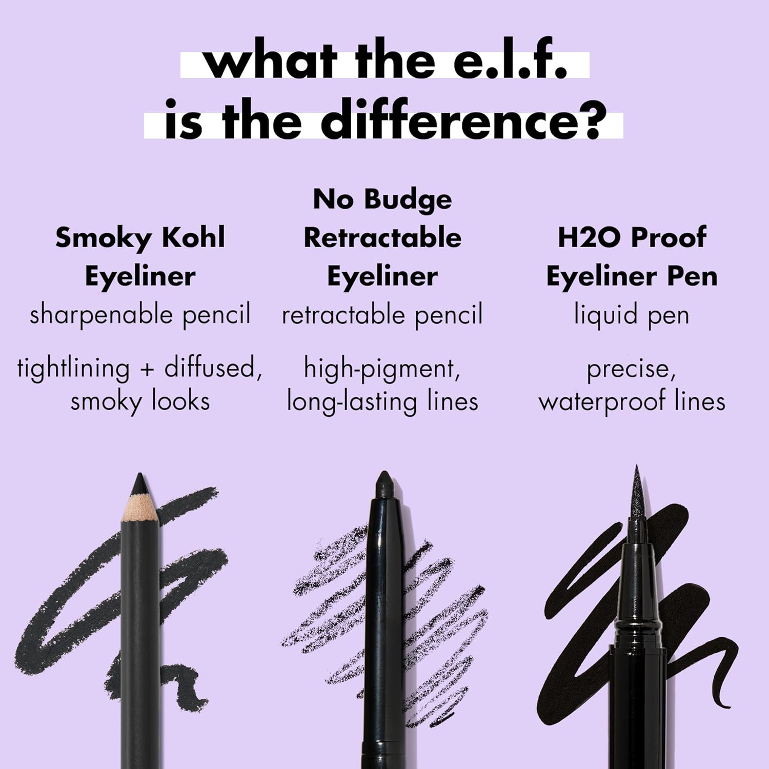 e.l.f. Smoky Kohl Eyeliner, Eye Pencil for Creating Long-Lasting, Bold, High-Pigment Makeup Looks, Vegan & Cruelty-Free, Sky High : Amazon.co.uk: Beauty