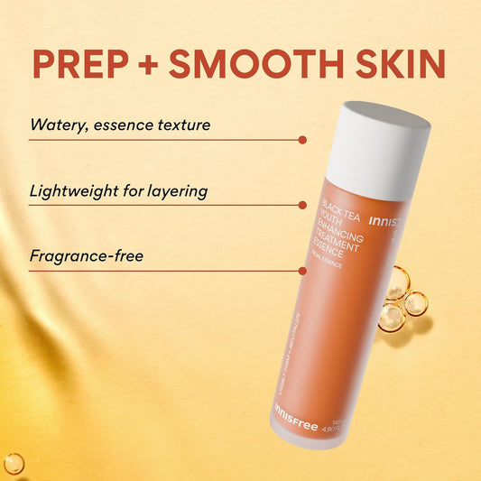 Innisfree Black Tea Youth Essence, Korean Anti-Aging Treatment With Niacinamide For Radiance, Firm Skin, Hydration, And Barrier Support