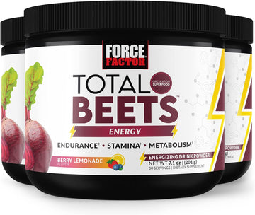 Force Factor Total Beets Energy Drink Mix 3-Pack, Superfood Beet Root Powder, Nitrates To Boost Energy, Support Circulation, Blood Flow, Nitric Oxide And Stamina, Heart Health Supplement, 90 Servings