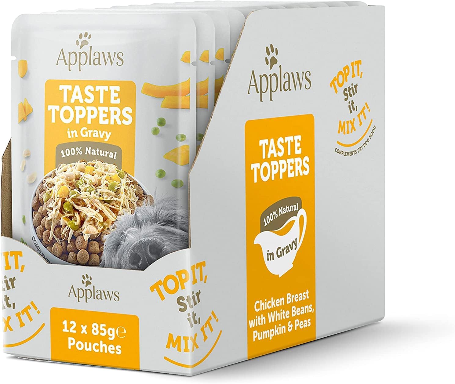 Applaws 100% Natural Wet Dog Food Pouch, Grain Free Chicken with Vegetables in Gravy 85g (12 x 85g Pouches)?TT9410CE-A