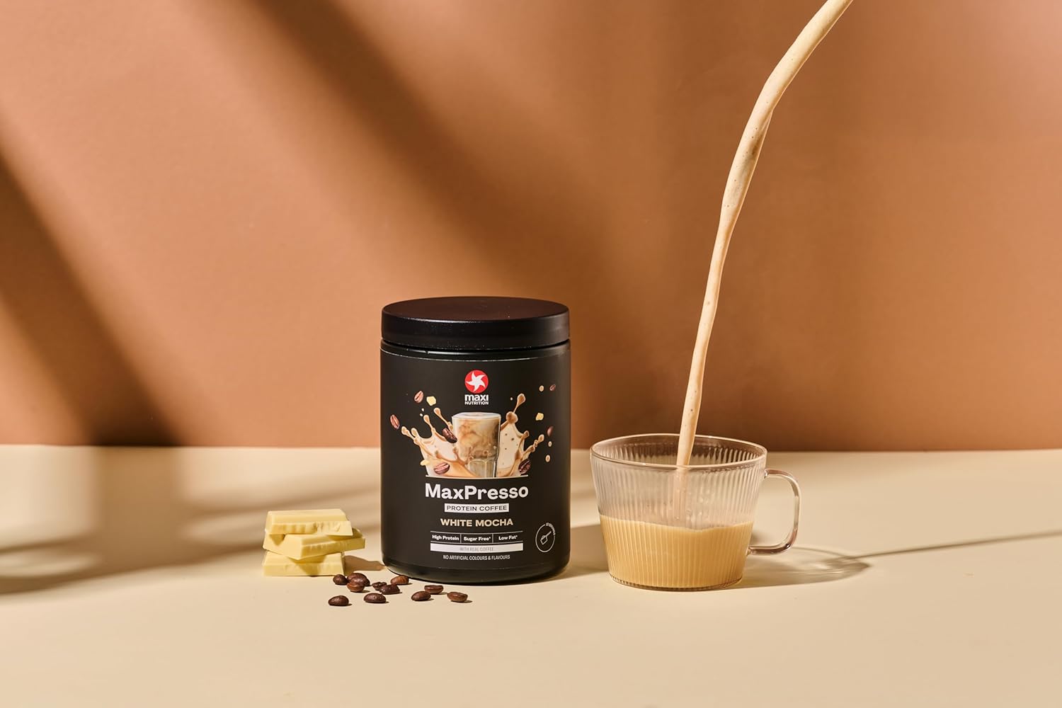 MaxiNutrition MaxPresso White Chocolate Mocha, Protein Coffee, Whey Protein Powder, 21 g Protein per Serving, Sugar-Free & Low-Fat, Mix Warm or Cold : Amazon.co.uk: Health & Personal Care