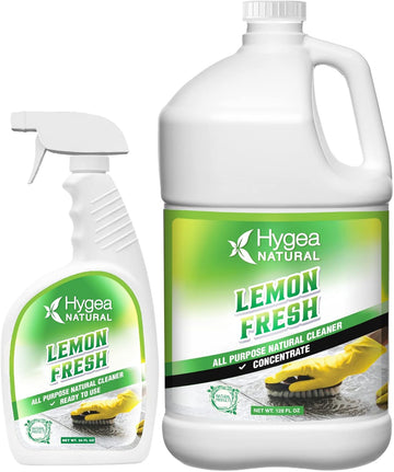 Lemon Fresh All Purpose Cleaner & Degreaser- Multi-Surface -Non Toxic Floor Cleaner- Remove Soil, Dirt And Grease- Wet Gloss Finish- Biodegradable, Ammonia Free -Spray+Concentrate