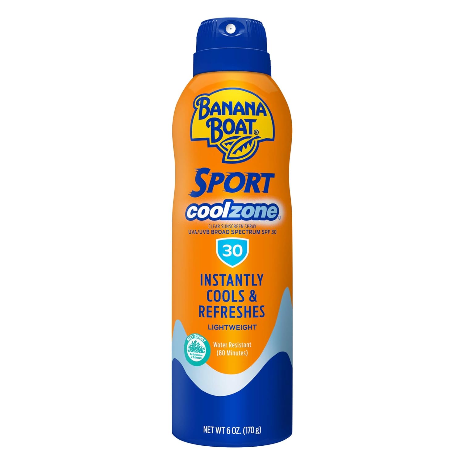 Banana Boat Sport Cool Zone SPF 30 Sunscreen Spray, 6oz | Sport Sunscreen Spray SPF 30, Clear Sunscreen Spray, Banana Boat Sunscreen Spray SPF 30, Oxybenzone Free Sunscreen, 6oz