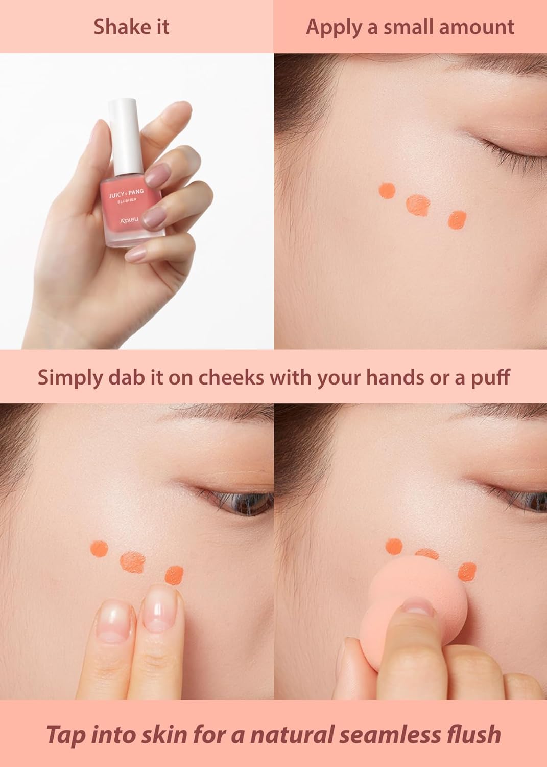 A'Pieu Juicy-Pang Water Blusher (Cr01 - Peach) Korean Liquid Blush For Cheeks K Beauty Makeup