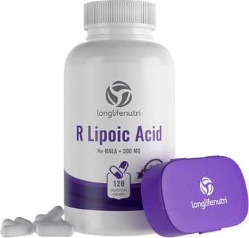 R-Alpha Lipoic Acid 300Mg Stabilized 120 Vegetarian Capsules | Na R-Ala Supplement | Pure Powder Active | Non Gmo Gluten & Free