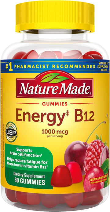 Nature Made Energy B12 1000 Mcg, Dietary Supplement For Energy Metabolism Support, 80 Gummies, 40 Day Supply