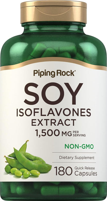 Piping Rock Soy Isoflavones | 1500 mg | 180 Capsules | Non-GMO, Gluten Free Extract Supplement