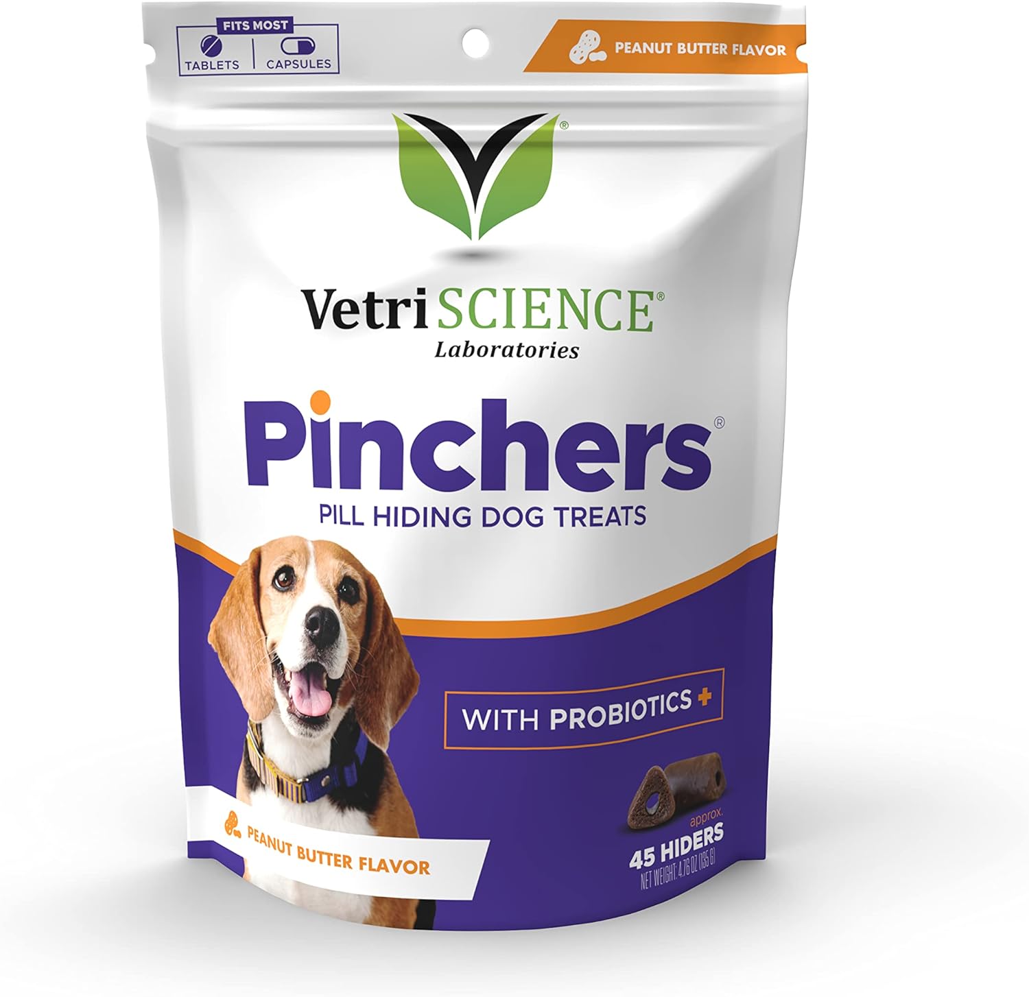 VETRISCIENCE Pinchers, Pill Hiding Dog Treats, Peanut Butter Flavor, 45 Hiders (2 Pack)