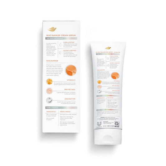 Dove Body Cream Serum Niacinamide + Even Tone For Dark Spots And Uneven Tone With Vitamin C, Pro-Retinol And Shea Butter Lotion, 8 Oz