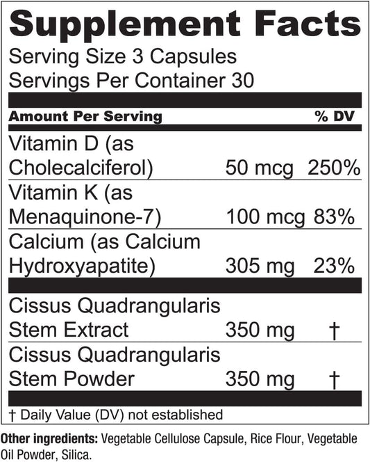 Essential Elements Bone Boost Bone Health Supplement - Bone Support And Calcium Supplement With Vitamin D 3, K2, Cissus Quadrangularis For Bone Strength - 90 Capsules (30 Day Supply)
