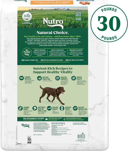 Nutro Natural Choice Adult Large Breed Healthy Weight Dry Dog Food, Chicken And Brown Rice Recipe, 30 Lbs