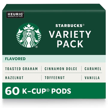 Starbucks K-Cup Coffee Pods—Flavored Coffee—Variety Pack for Keurig Brewers—Naturally Flavored—100% Arabica—6 boxes (60 pods total)