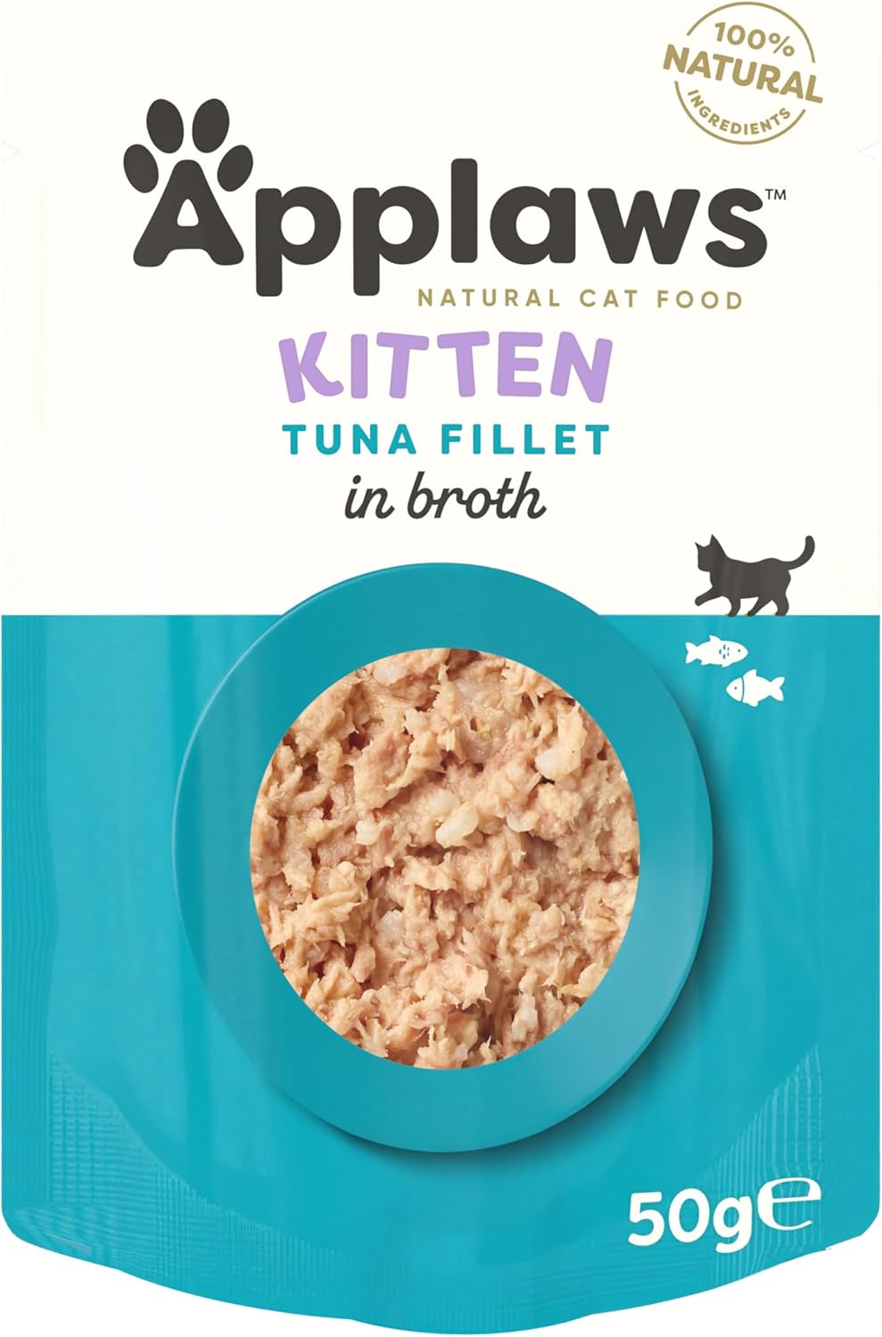 Applaws Natural Kitten Wet Food, Kitten Tuna in Broth 50g Pouch (12x50g Pack)