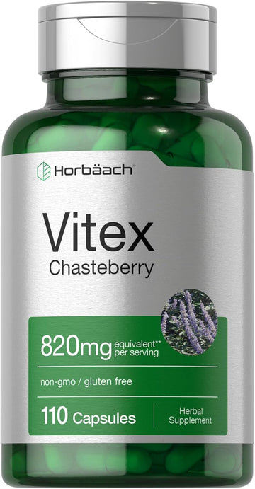 Horbaach Vitex Berry 820Mg | 110 Capsules | Chasteberry Supplement For Women | Agnus-Castus Fruit | Non-Gmo, Gluten Free