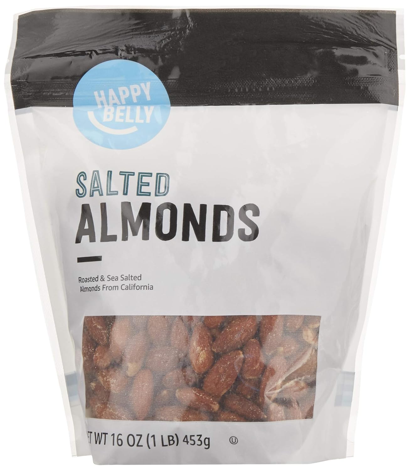 Amazon Brand - Happy Belly California Almond, Roasted & Sea Salted, 16 Oz (Pack Of 1)