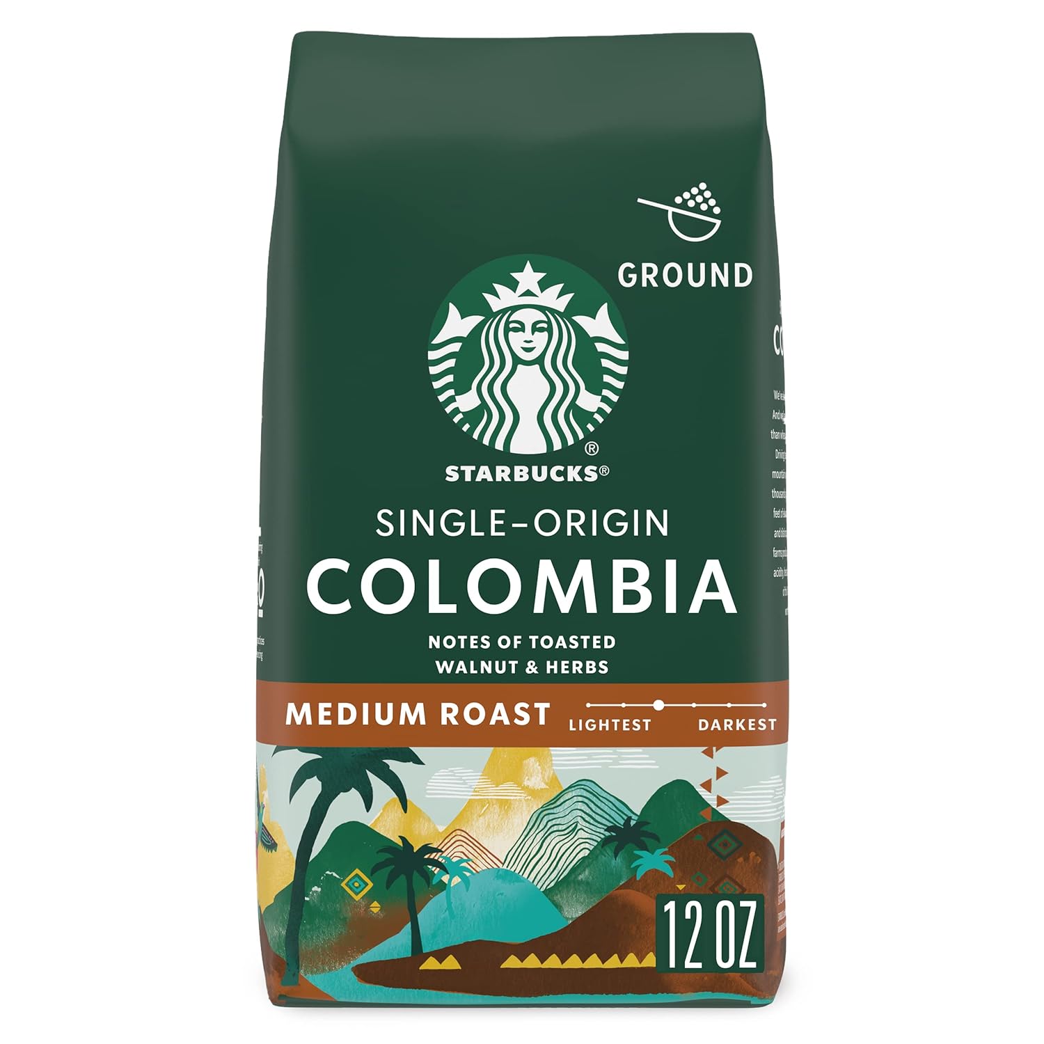 Starbucks Ground Coffee, Medium Roast Coffee, Colombia, 100% Arabica, 1 Bag (12 Oz)