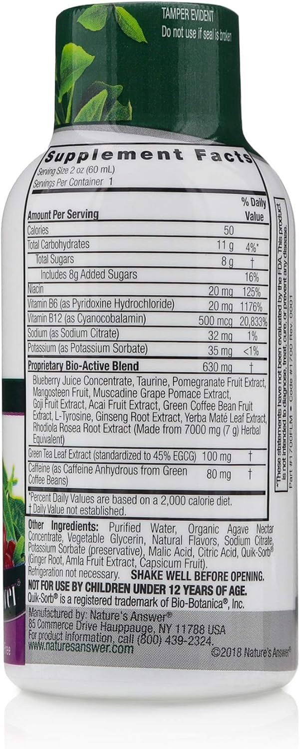 Nature's Answer Green Tea Energy Shot with Mixed Berries | Dietary Supplement | No Artificial Colors, avors or Sweeteners (2  (Pack of 12))
