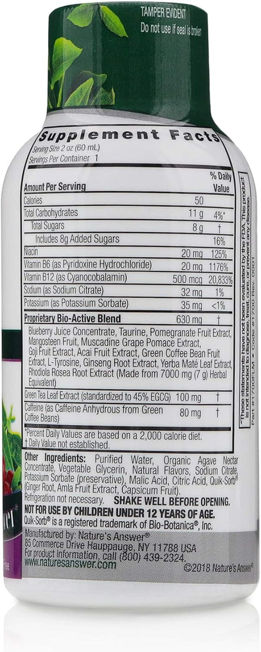Nature's Answer Green Tea Energy Shot with Mixed Berries | Dietary Supplement | No Artificial Colors, avors or Sweeteners (2  (Pack of 12))