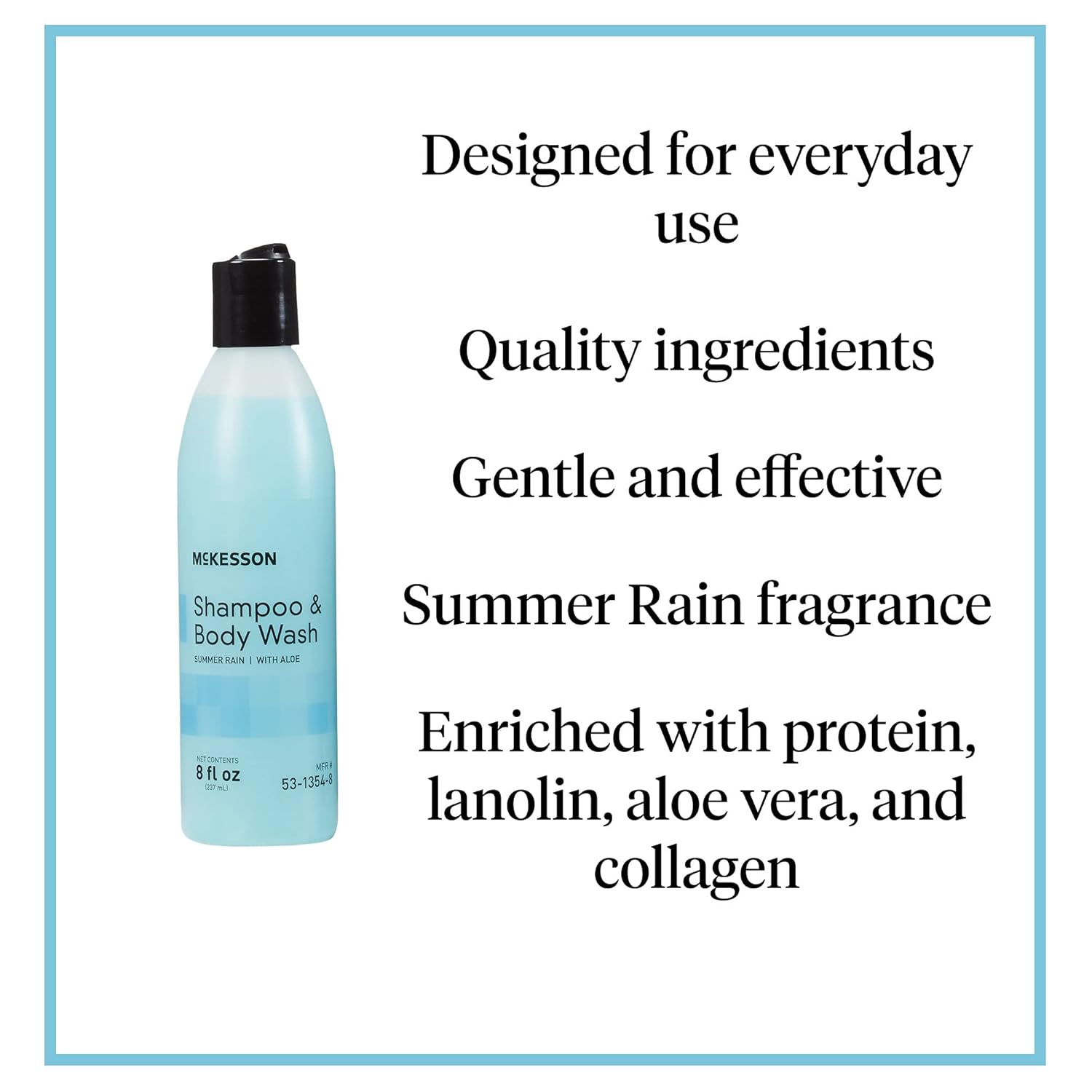 Mckesson Body Wash And Shampoo With Aloe, Summer Rain Scent, 8 Oz, 48 Count : Beauty & Personal Care