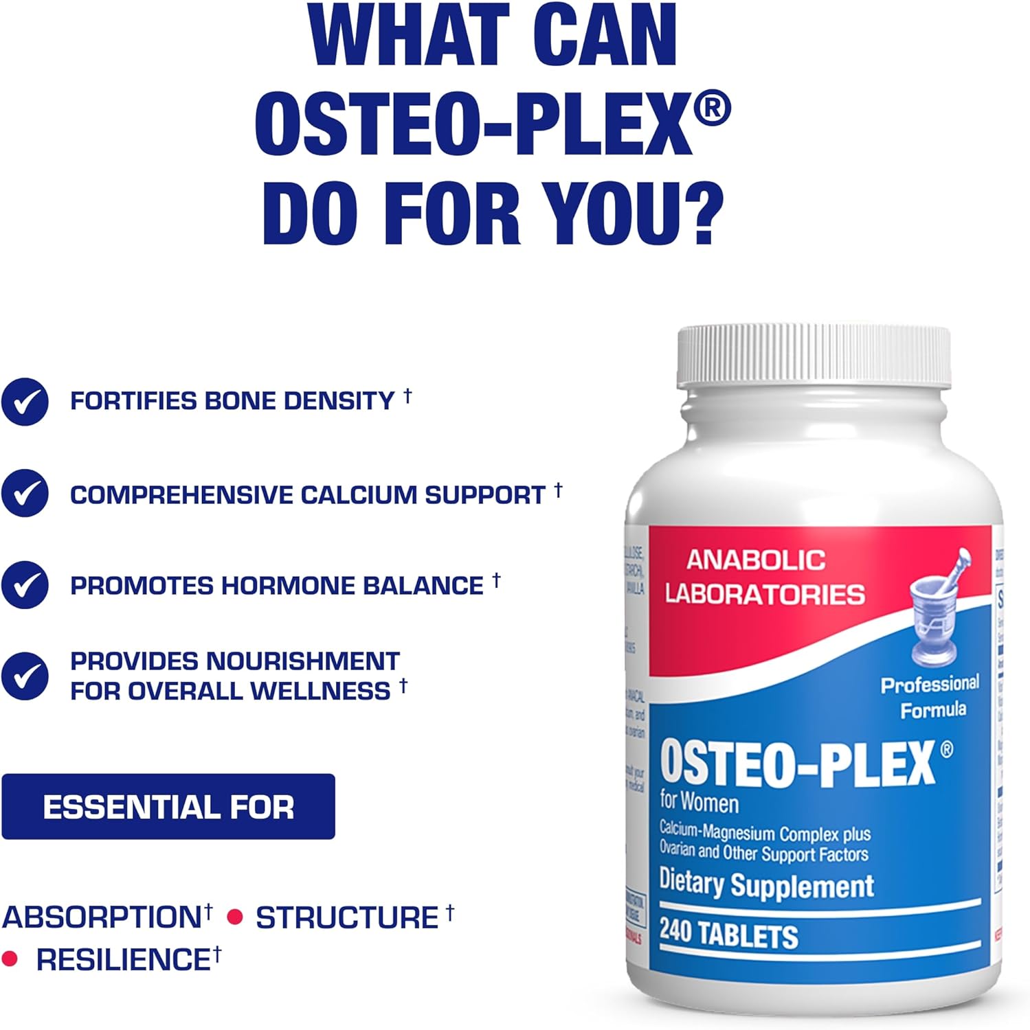 Osteo-Plex Bone Health Supplement For Women - Clinical Formula Bone Strength Supplement With Magnesium Calcium Vitamin D3 & Trace Minerals Complex - Easy To Swallow Gentle Tablets (120 Count) : Health & Household