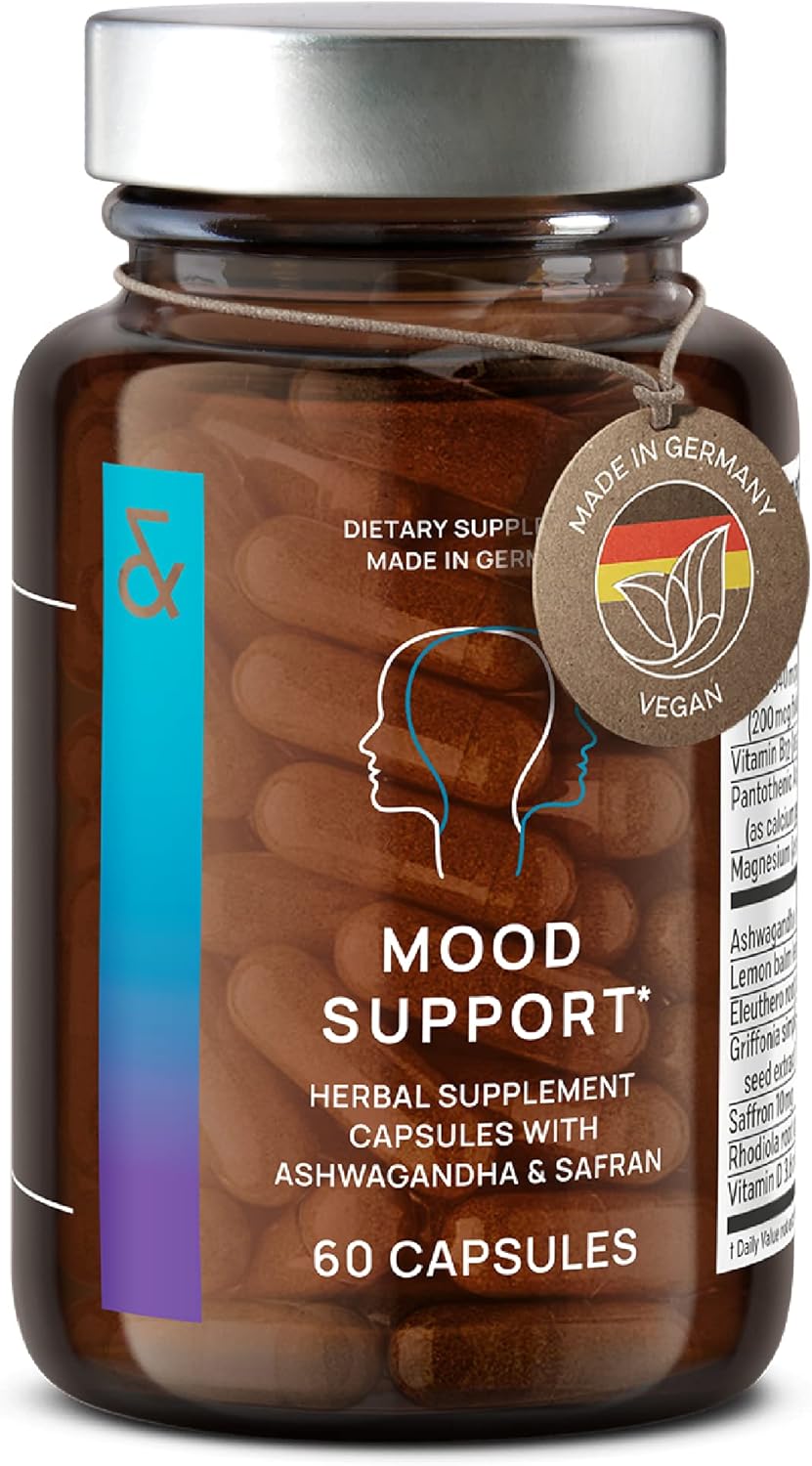 Clav Mood Support Supplement - Serotonin Booster With Ashwagandha + Saffron Extract + 5-Htp Griffonia + Siberian Ginseng + Rhodiola Rosea - 60 Capsules
