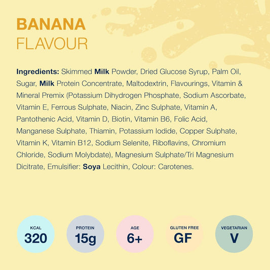 Aymes - Shake Compact - 42 Servings - Low Volume Nutritional Powder - Banana - Milkshake-Style Drink Mix - Gluten Free & Vegetarian - Suitable For Adults And Children Aged 3+