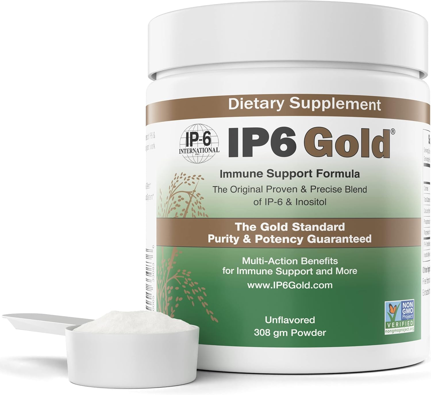 Ip6 Gold, Ip-6 & Myo-Inositol, Unflavored Powder 308 Gm - Inositol Hexaphosphate Supplement - Vegan, Non Gmo, Gluten Free