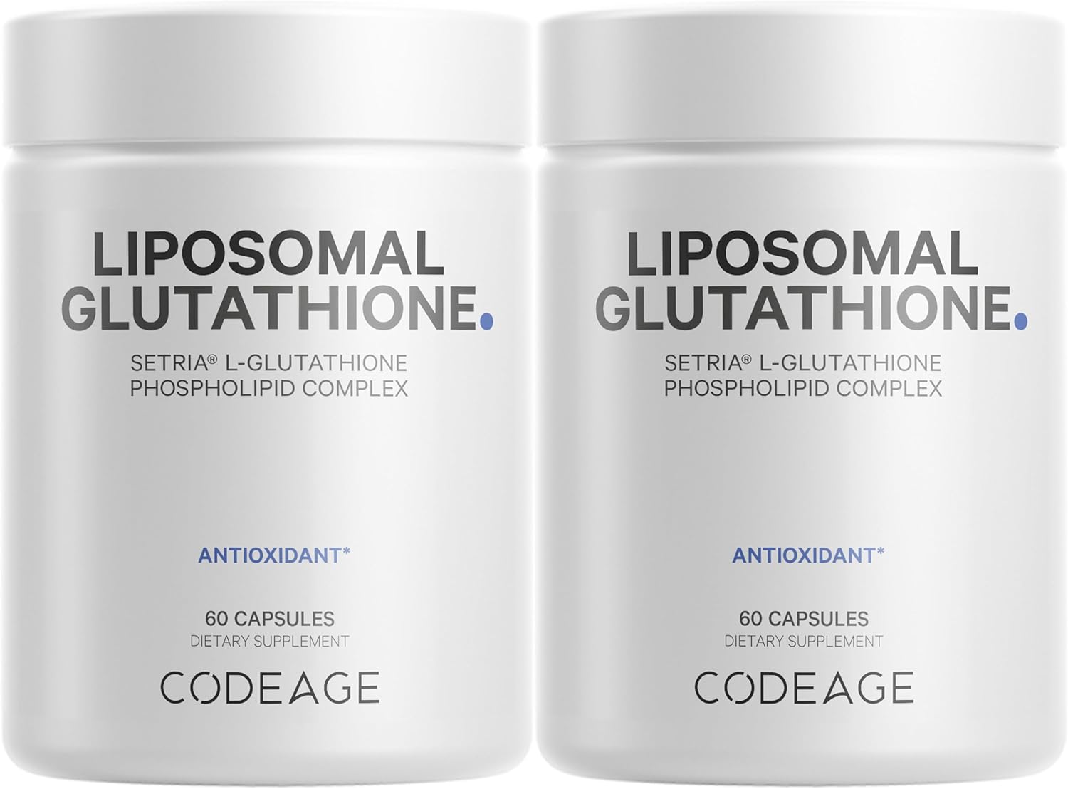 Codeage Liposomal Glutathione Supplement - Pure Reduced Setria L Glutathione Skin - Nano Encapsulated Glutathione Powder Pills - Phospholipids - Antioxidant Complex - Vegan, Non-Gmo - 2 Pack