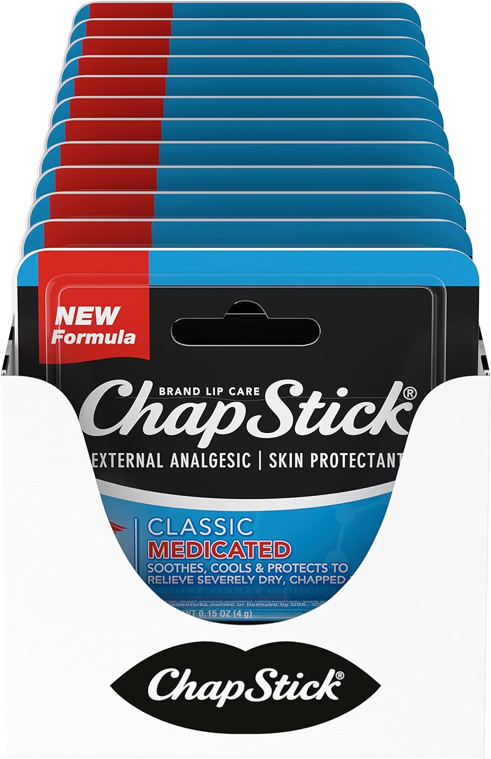 ChapStick Classic Medicated Lip Balm Tubes, Chapped Lips Treatment and Skin Protectant - 0.15x12 Oz