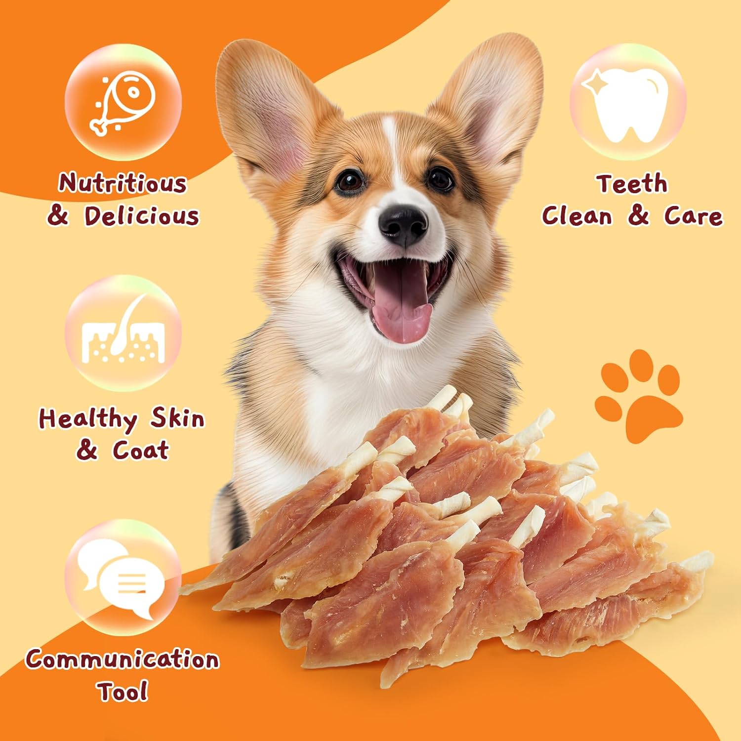 Jungle Calling Dog Treats, Chicken Jerky Wrapped Rawhide Chew Sticks, Long Lasting Chewing Snacks, Hip and Joint Supplement for Dogs with Glucosamine & Chondroitin, 10.6 oz : Pet Supplies
