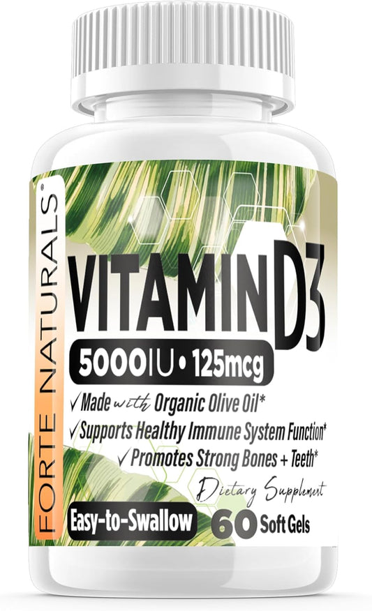 Vitamin D3 5000 Iu Supplement 125 Mcg Soft Gels Specially For Sensitive Stomachs Supplements With Organic Olive Oil Best Vitamin D3 Supplement For Women & Men Made In Usa