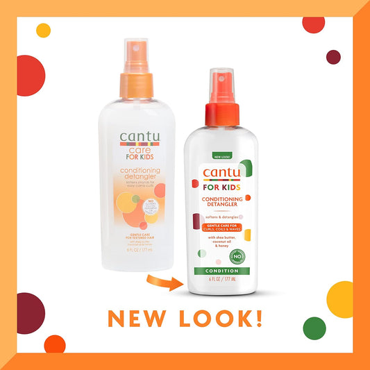 Cantu Care For Kids Paraben & Sulfate-Free Conditioning Detangler With Shea Butter, 6 Fl Oz (Pack Of 3) (Packaging May Vary)