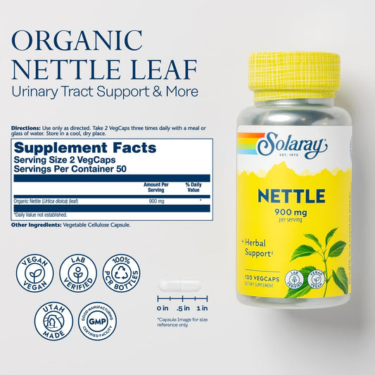 Solaray Nettle Leaves Supplement, 450 Mg | 100 Count