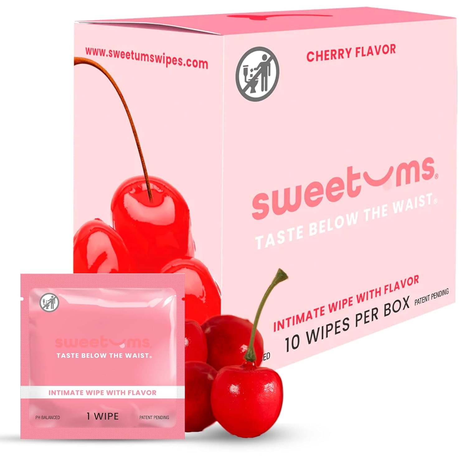 Feminine Wipes For Women, Individually Wrapped - Ph Balanced Flavored Intimate Wipes - Pack Of 10 (Cherry)