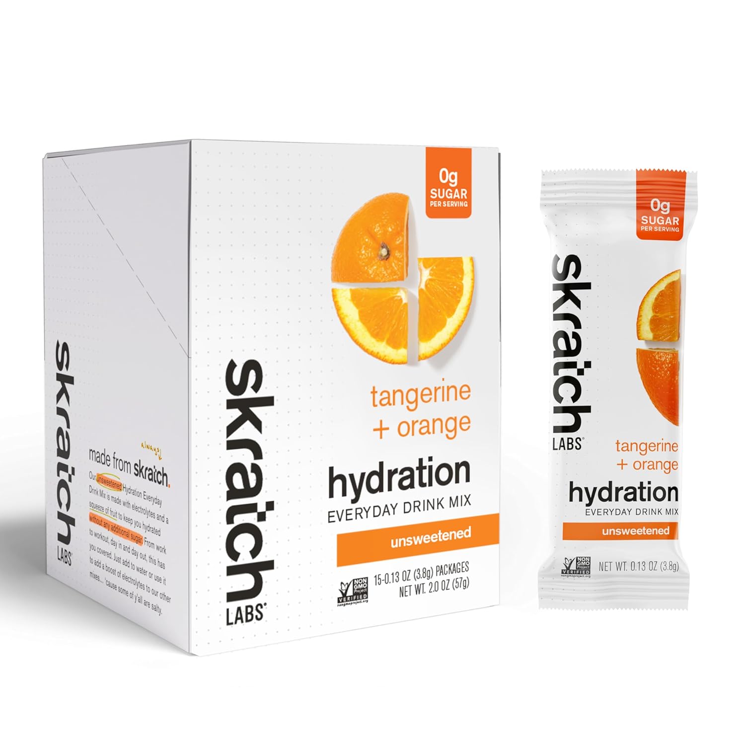 Skratch Labs Sugar Free Electrolyte Powder - Hydration Packets - Everyday Unsweetened Drink Mix - Tangerine + Orange - 15 Servings - Keto, Vegan, Non-Gmo