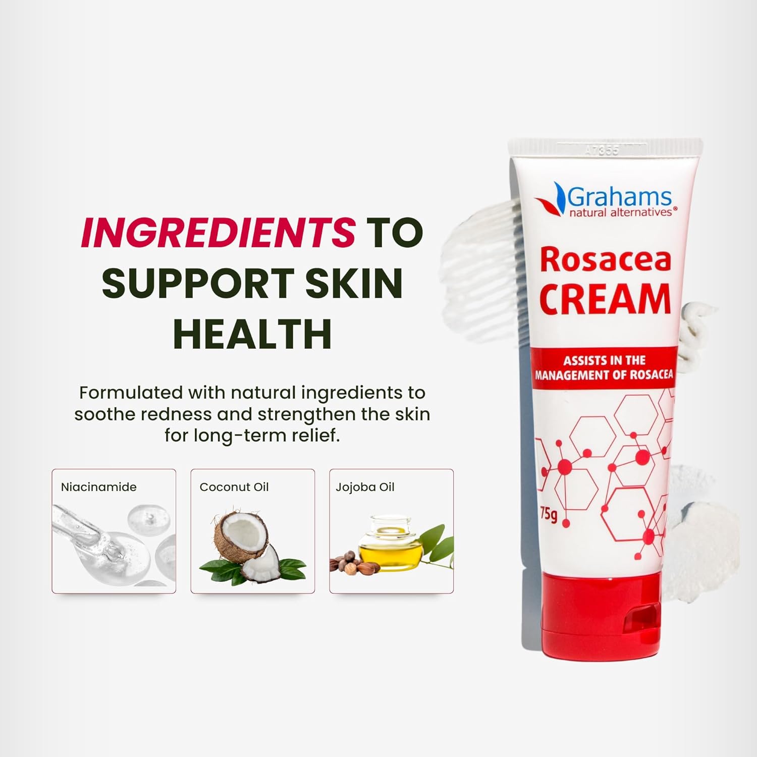 Grahams Natural Rosacea Cream - Clinically Proven Anti-Redness Treatment for Face to Soothe, Moisturise, Hydrate & Calm Sensitive Rosacea-Prone Skin | Hypoallergenic, Steroid-Free (75g) : Amazon.co.uk: Beauty
