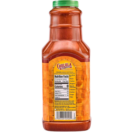 Cholula Chipotle Hot Sauce, 64 Fl Oz - One 64 Fluid Ounce Bulk Container Of Chipotle Pepper Sauce, Made With Chipotle, Arbol And Piquin Peppers, Perfect For Burgers, Wings, Hummus And More
