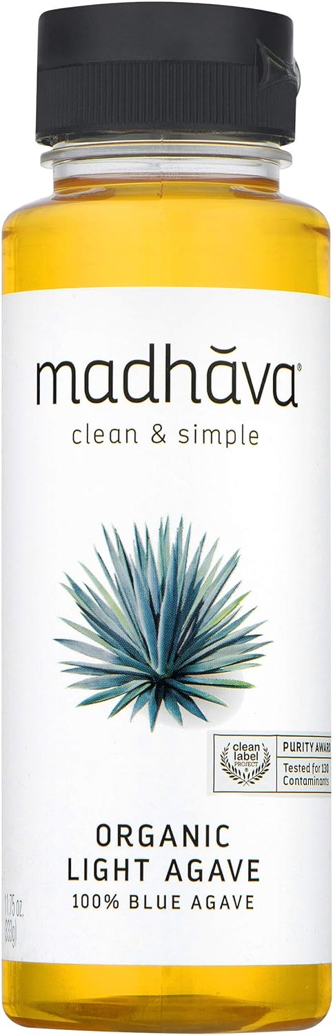 Madhava Organic Light Agave | 100% Pure Organic Blue Agave Nectar | Natural Sweetener, Sugar Alternative | Vegan | Organic | Non Gmo | Liquid Sweetener , 11.75 Oz. Bottle (Pack Of 6)